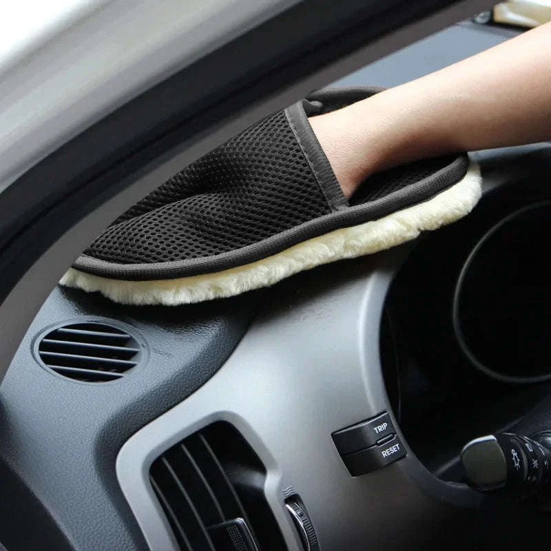 Soft Wool Car Cleaning Gloves for Effortless Detailing-Default Title