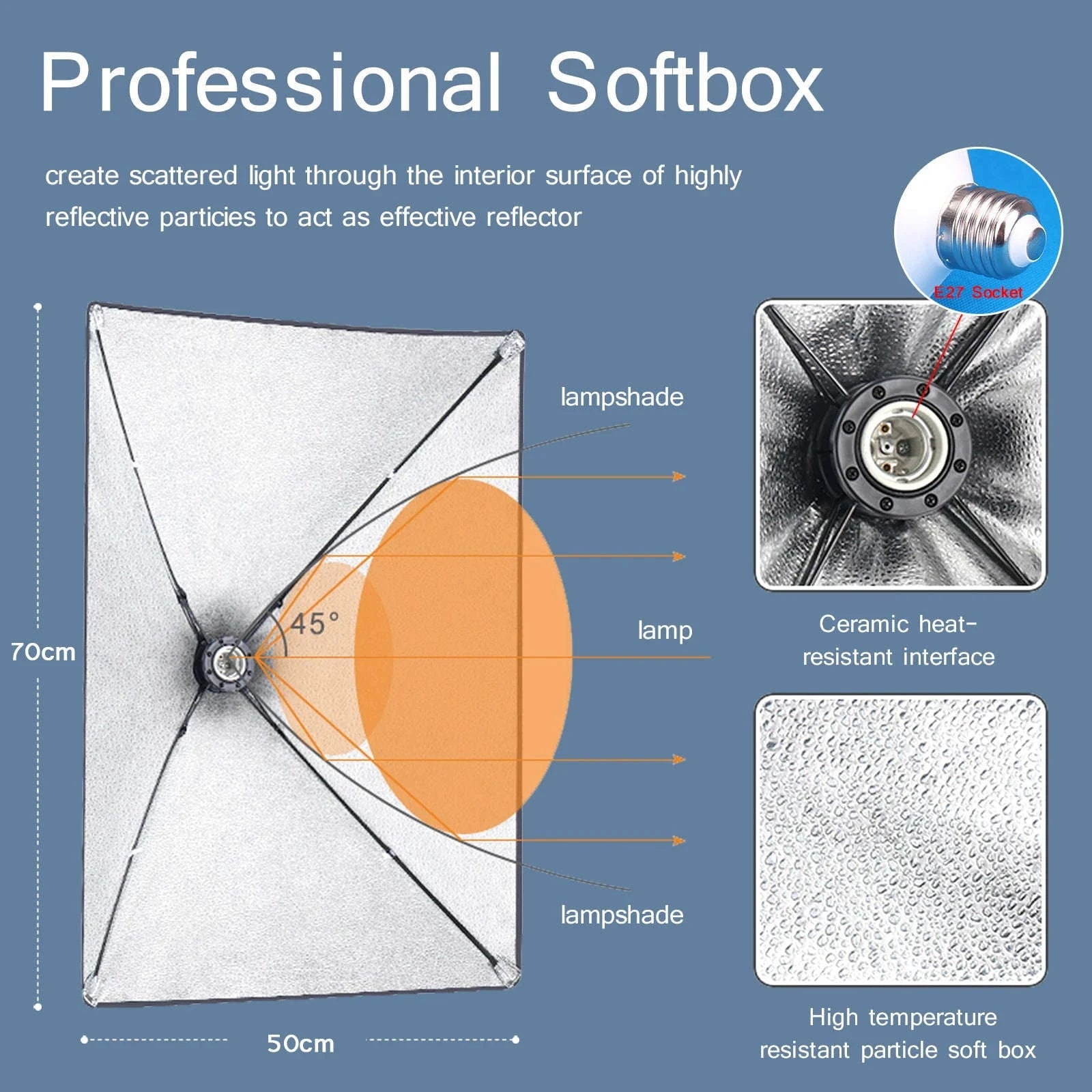 Softbox Lighting Kit with Tripod and E27 Bulb for Photo Studio-NO Bulb 200CM tripod / spain