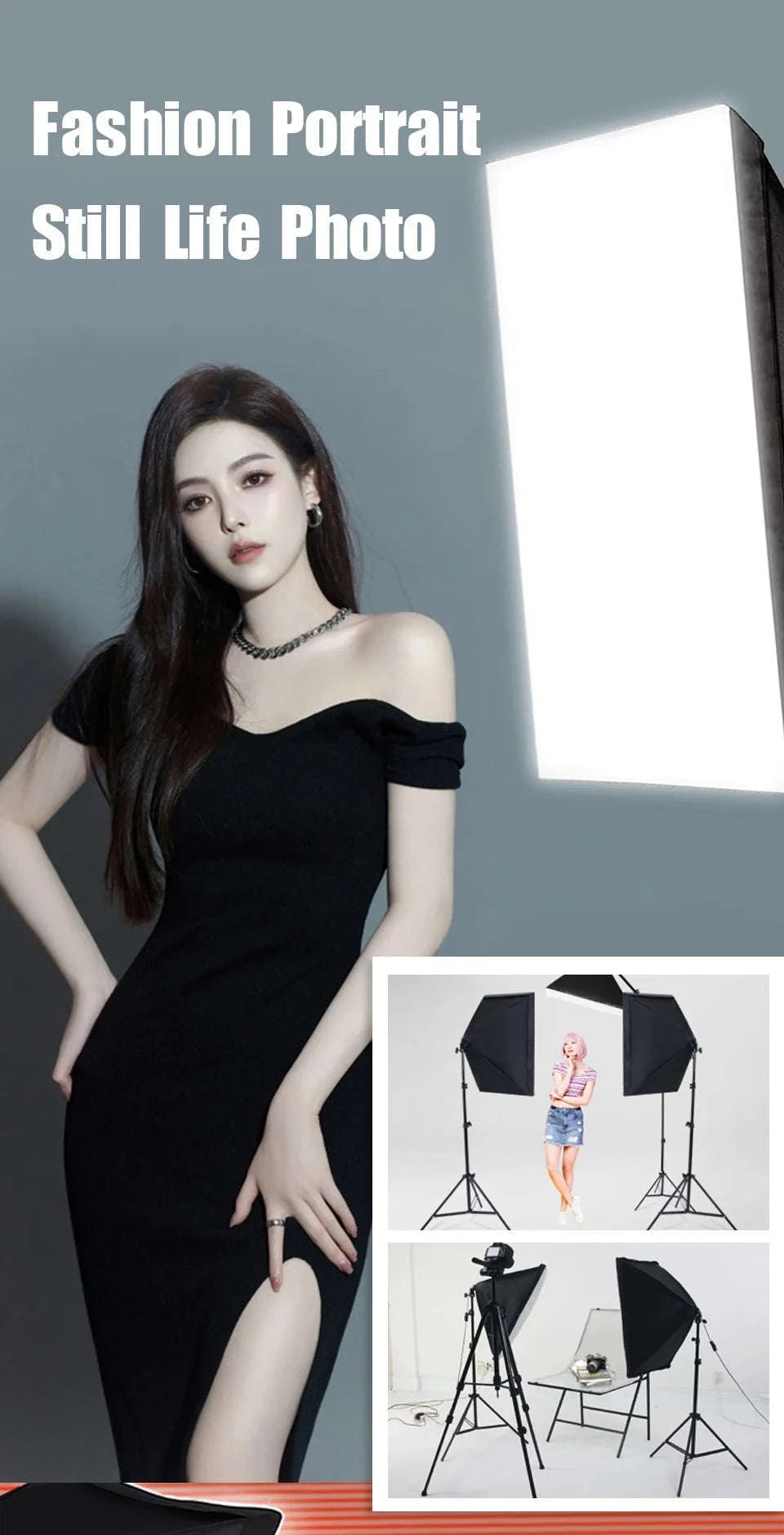 Softbox Lighting Kit with Tripod and E27 Bulb for Photo Studio-NO Bulb 200CM tripod / spain