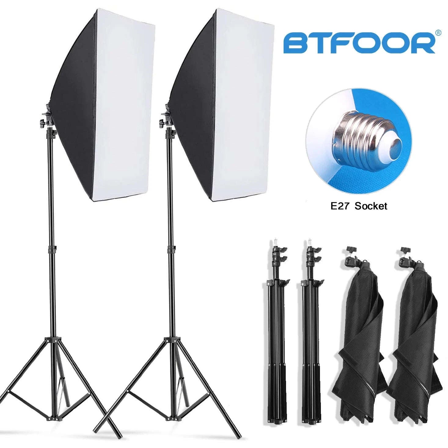 Softbox Lighting Kit with Tripod and E27 Bulb for Photo Studio-NO Bulb 200CM tripod / spain