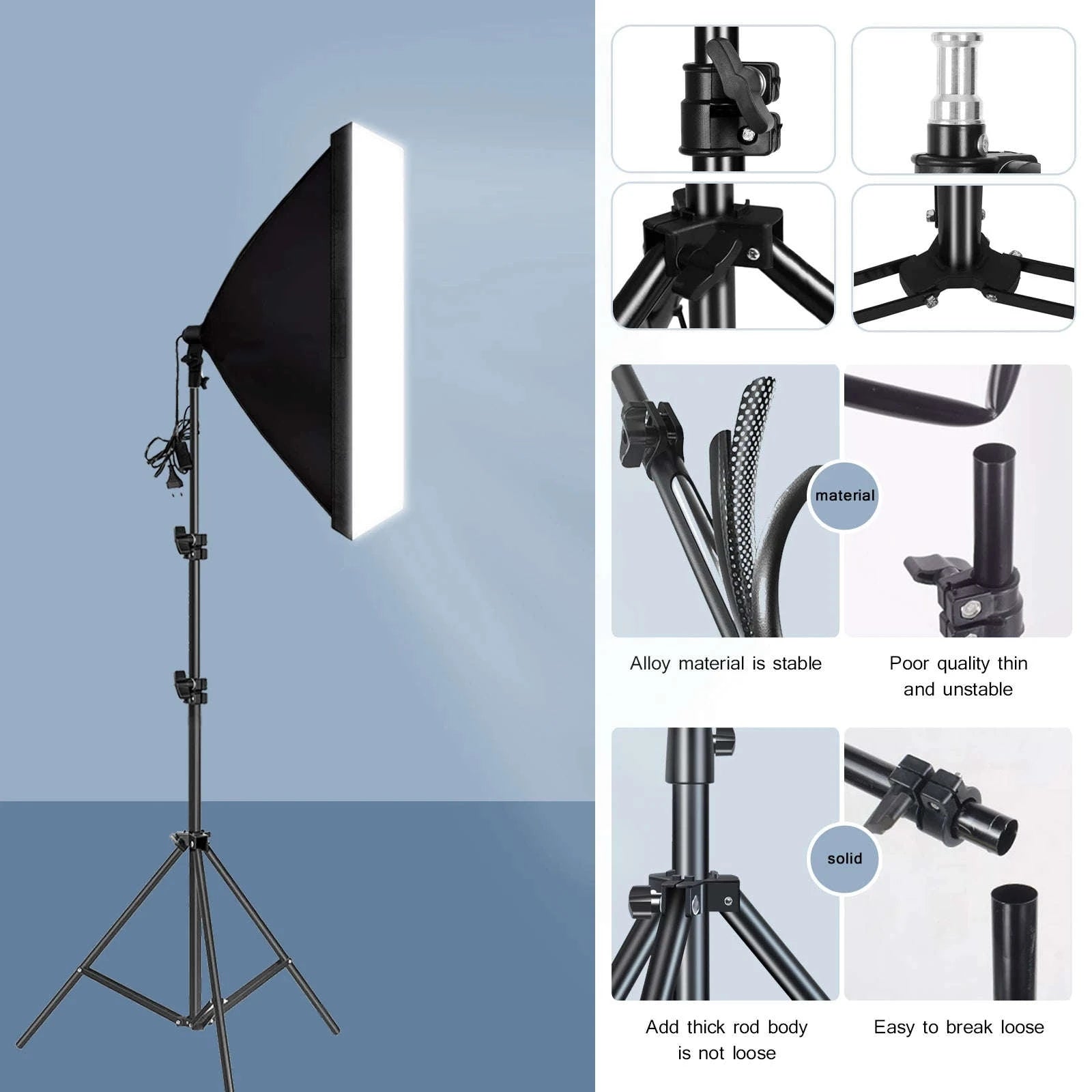 Softbox Lighting Kit with Tripod and E27 Bulb for Photo Studio-NO Bulb 200CM tripod / spain