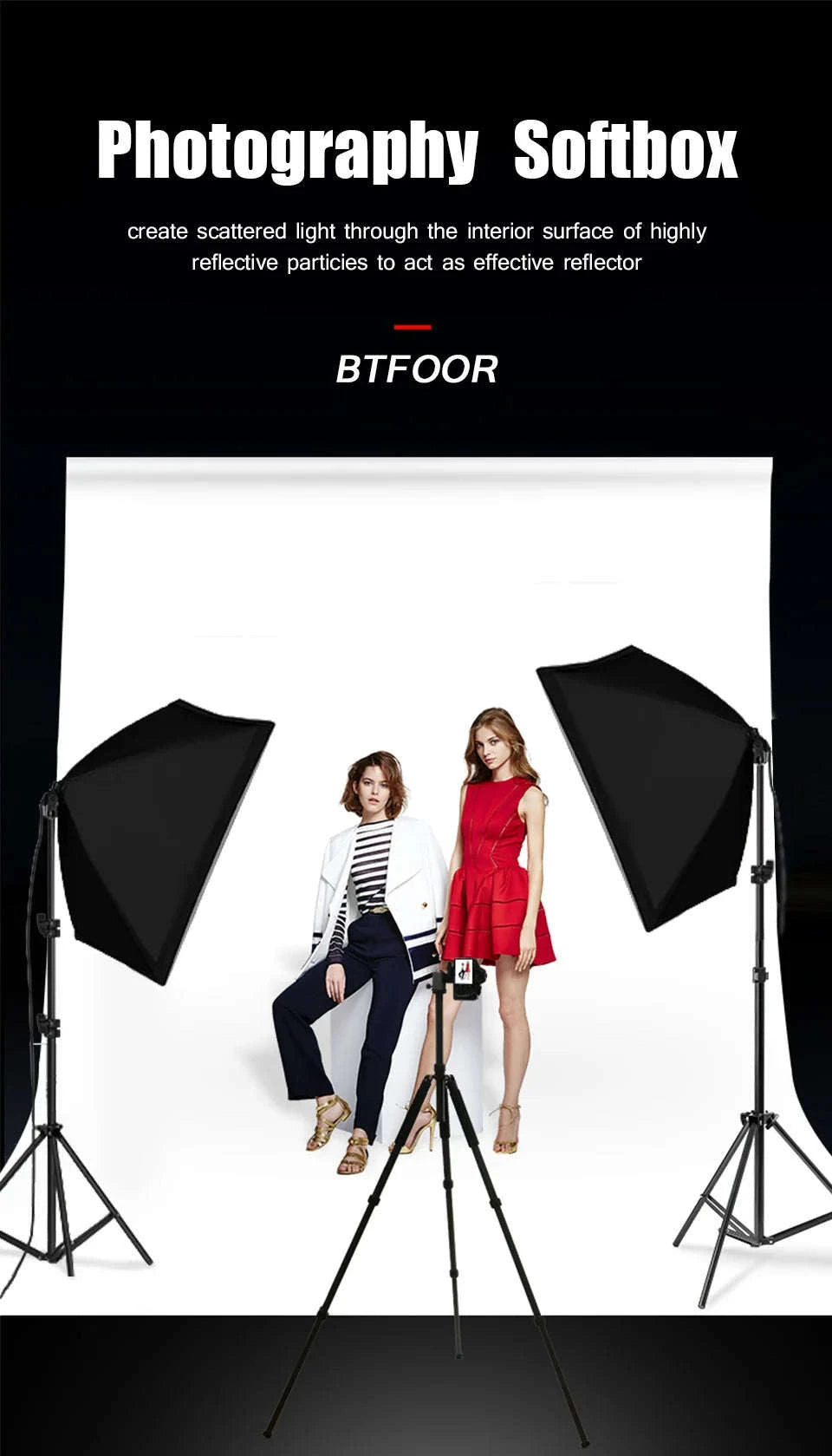 Softbox Lighting Kit with Tripod and E27 Bulb for Photo Studio-NO Bulb 200CM tripod / spain