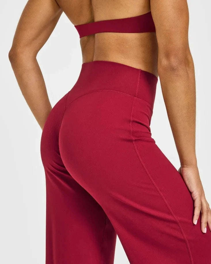 SoftMotion Straight Leg Women's Mid-Waist Yoga Pants-Blooming Roses / XL