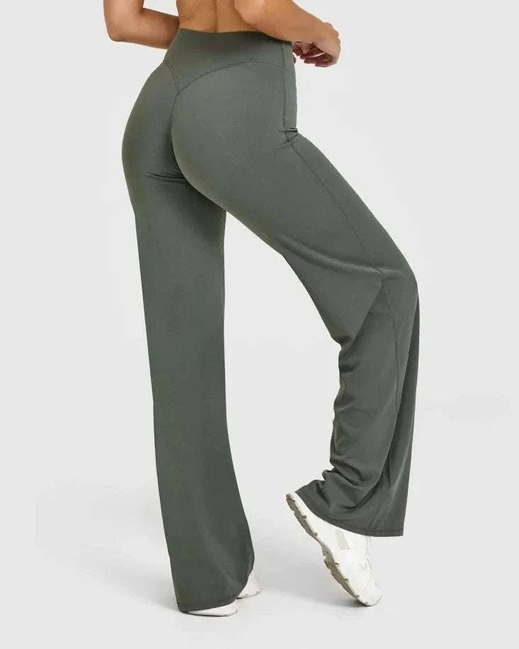 SoftMotion Straight Leg Women's Mid-Waist Yoga Pants-Blooming Roses / XS