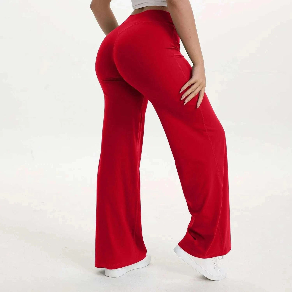 SoftMotion Women’s Mid-Waist Straight Leg Yoga Pants-Blooming Roses / XS