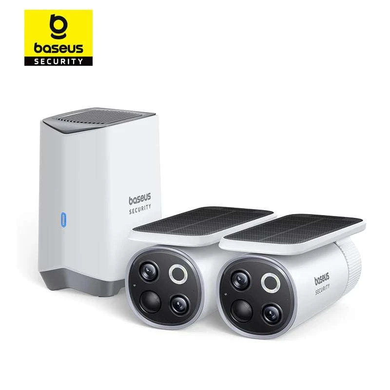Solar 3K Wireless Outdoor Security Camera System Dual Lens 2 Pack-White / China Mainland