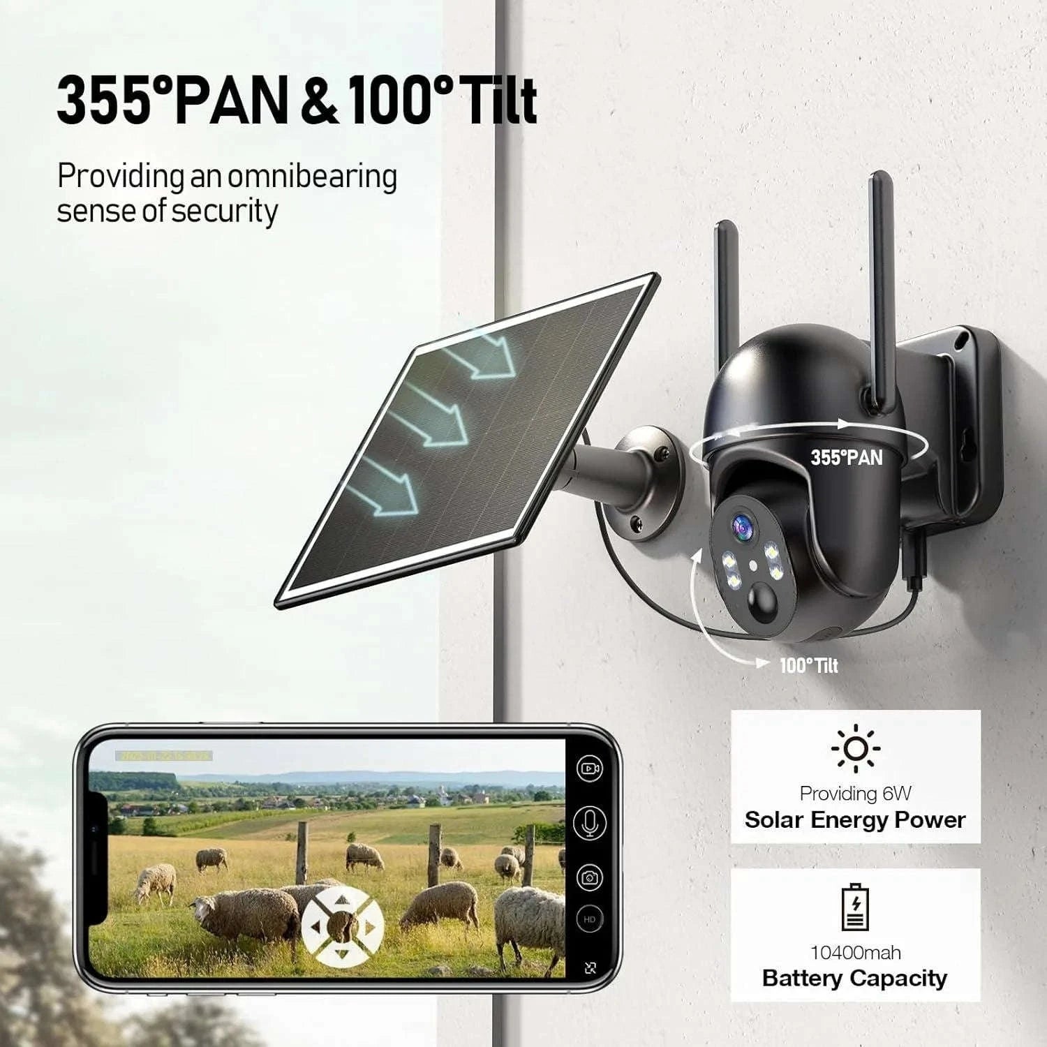 Solar 4G LTE Outdoor Security Camera with 2K Live View & Night Vision-United States