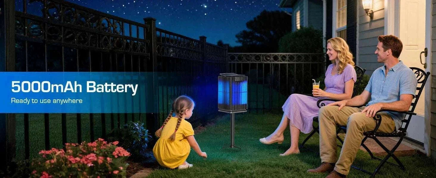 Solar Bug Zapper Outdoor 4200V Mosquito Killer with USB-C Charging-black / Blue / United States