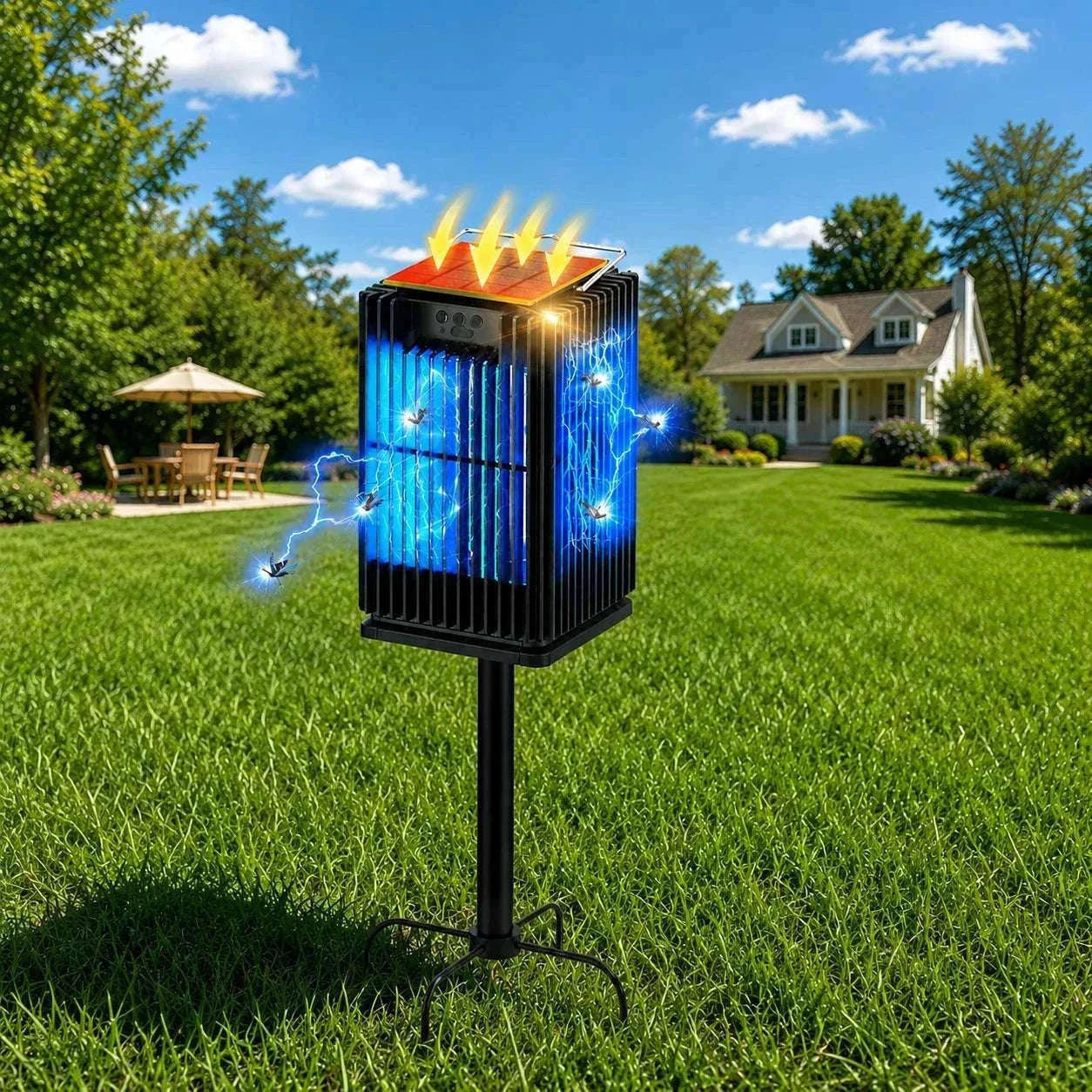 Solar Bug Zapper Outdoor 4200V Mosquito Killer with USB-C Charging-black / Blue / United States