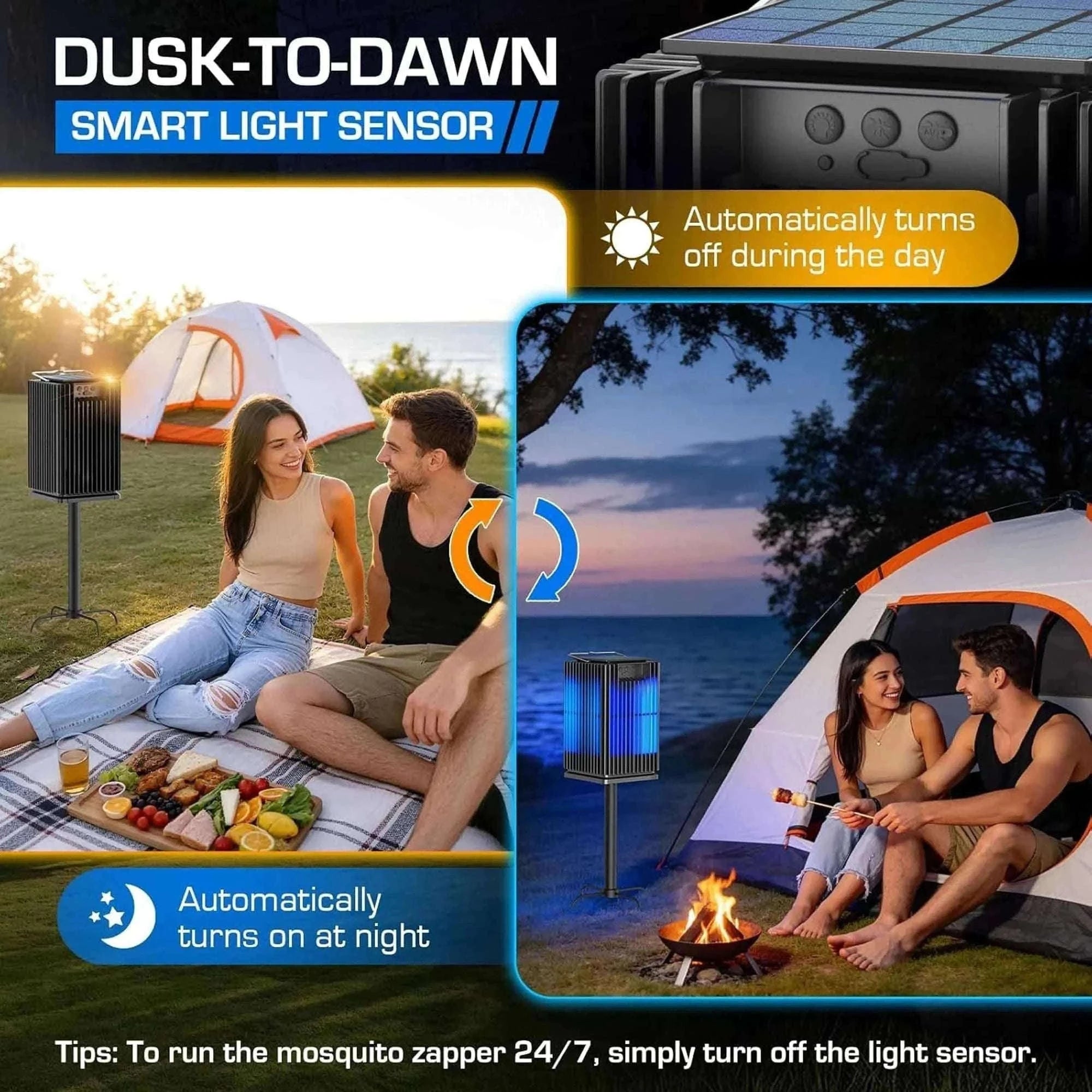 Solar Bug Zapper Outdoor 4200V Mosquito Killer with USB-C Charging-black / Blue / United States