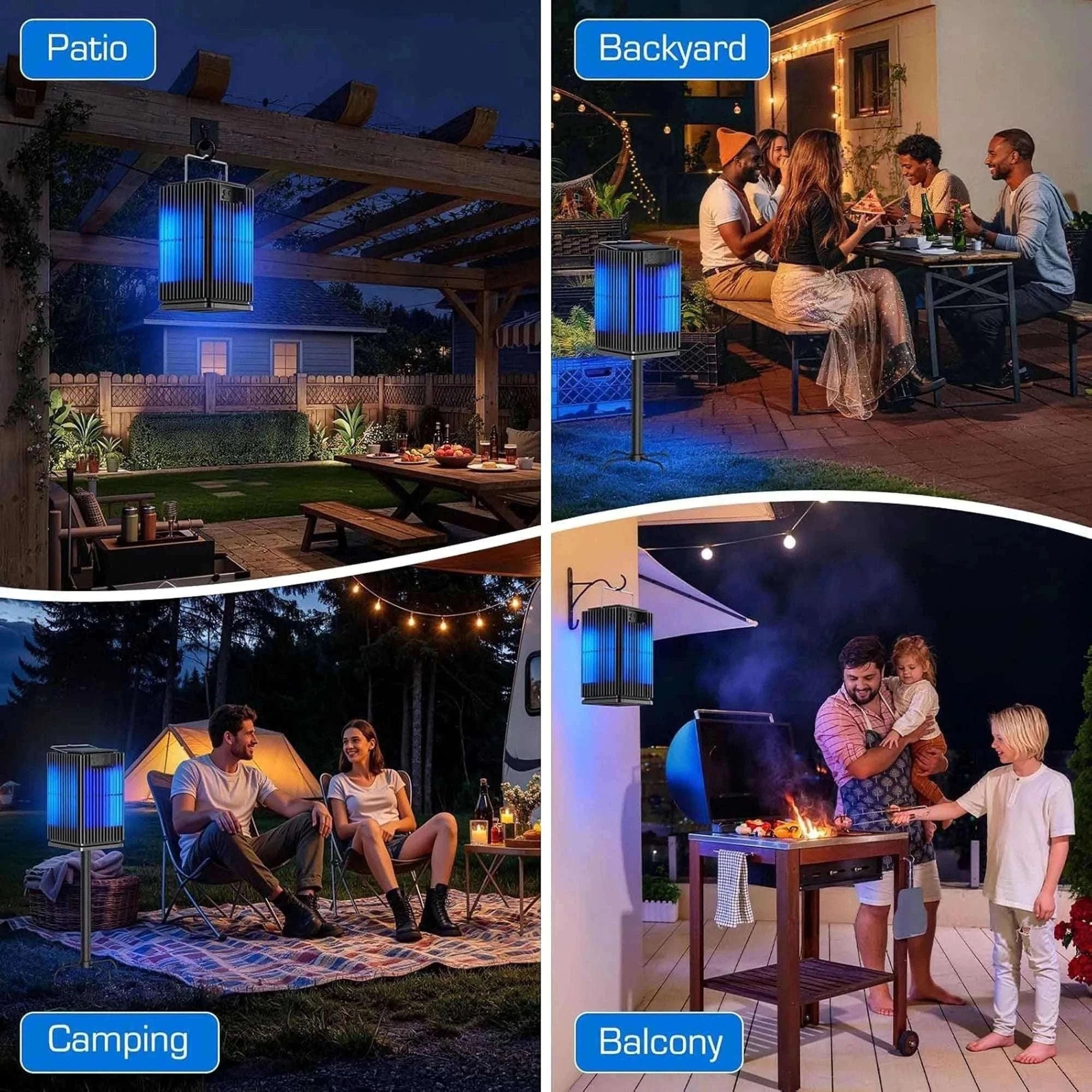 Solar Bug Zapper Outdoor 4200V Mosquito Killer with USB-C Charging-black / Blue / United States