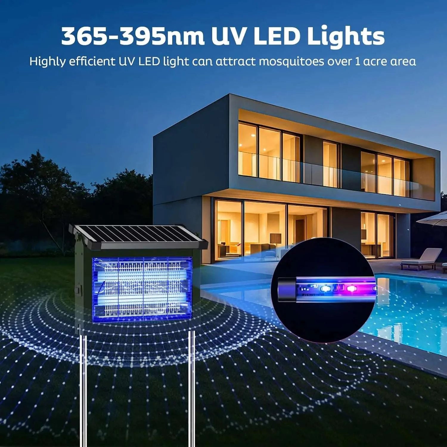 Solar Bug Zapper Outdoor 4500V Mosquito Killer with Auto Sensor-black / Blue / United States