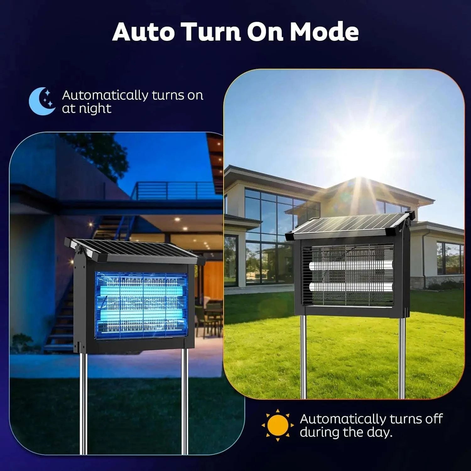 Solar Bug Zapper Outdoor 4500V Mosquito Killer with Auto Sensor-black / Blue / United States