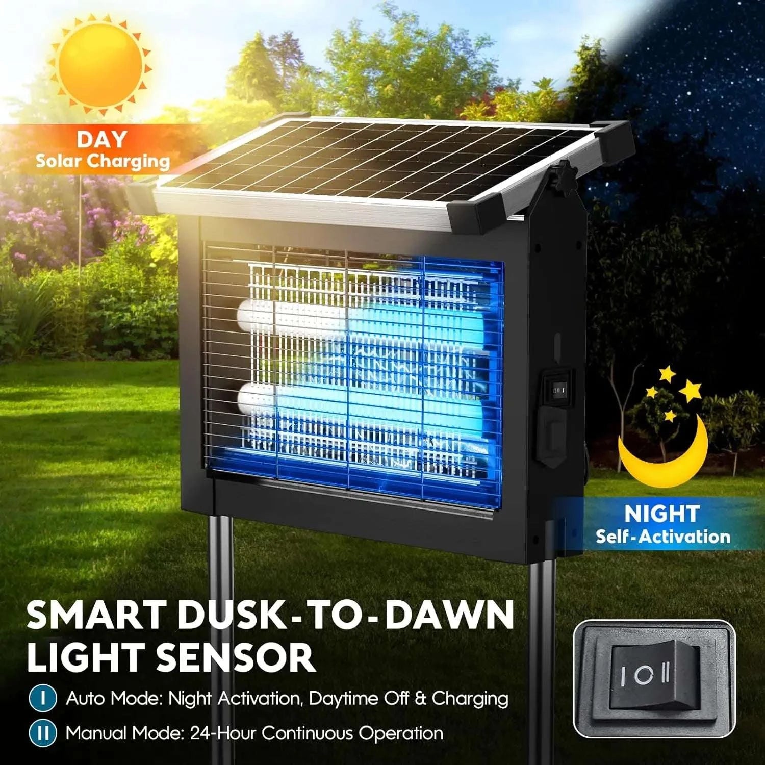 Solar Bug Zapper Outdoor 4500V Mosquito Killer with Auto Sensor-black / Blue / United States