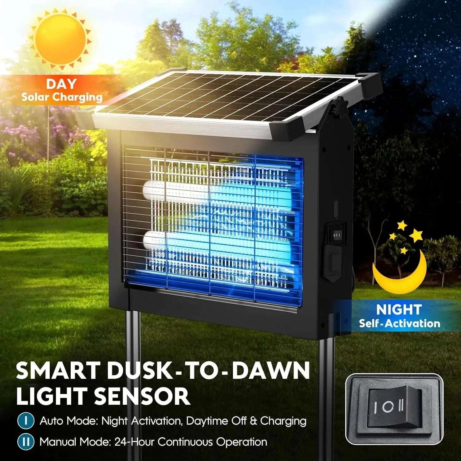 Solar Bug Zapper Outdoor 4500V Mosquito Killer with Auto Sensor-black / Blue / United States
