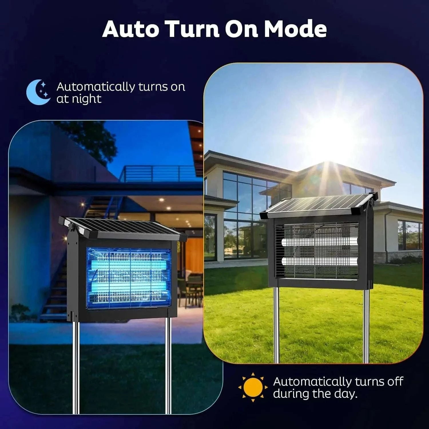 Solar Bug Zapper Outdoor 4500V Mosquito Killer with Auto Sensor-black / Blue / United States