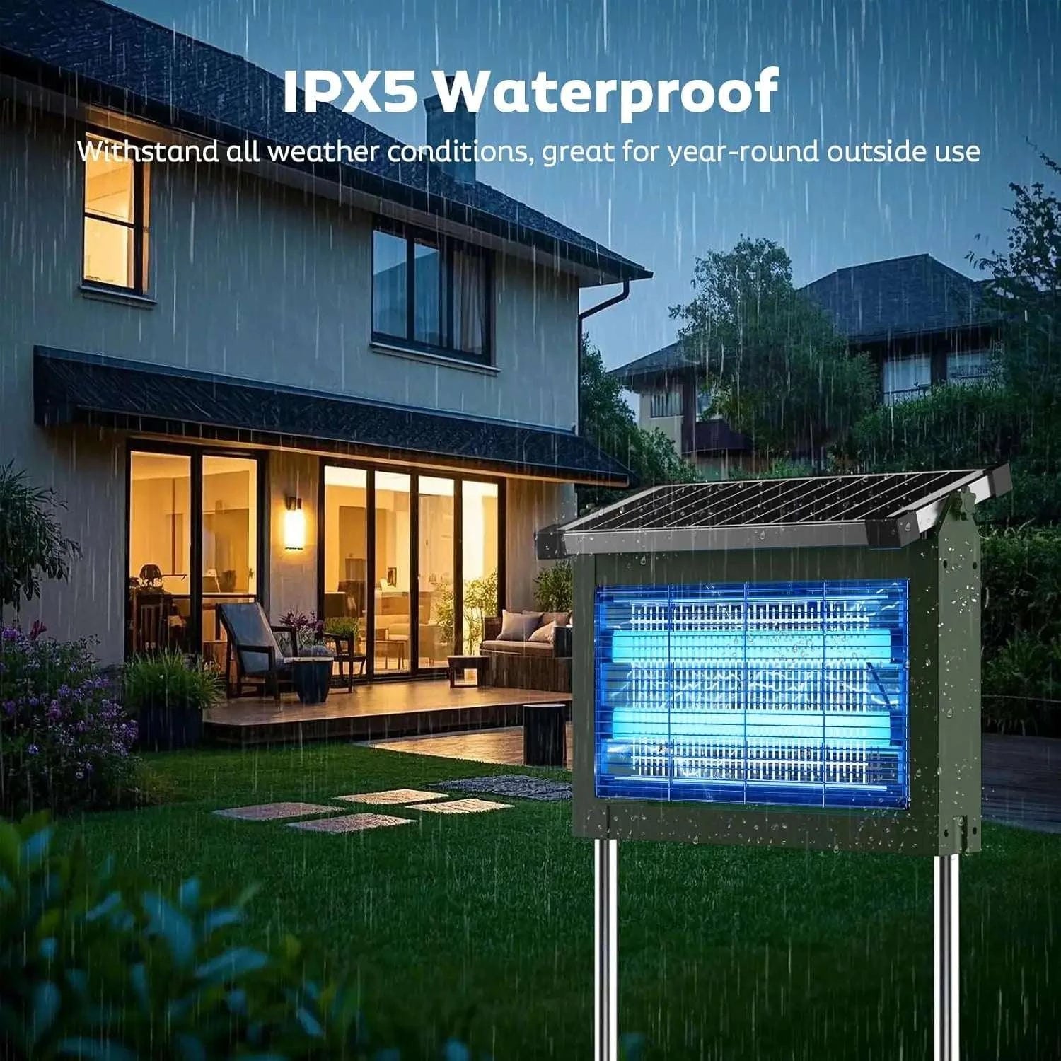 Solar Bug Zapper Outdoor 4500V Mosquito Killer with Auto Sensor-black / Blue / United States