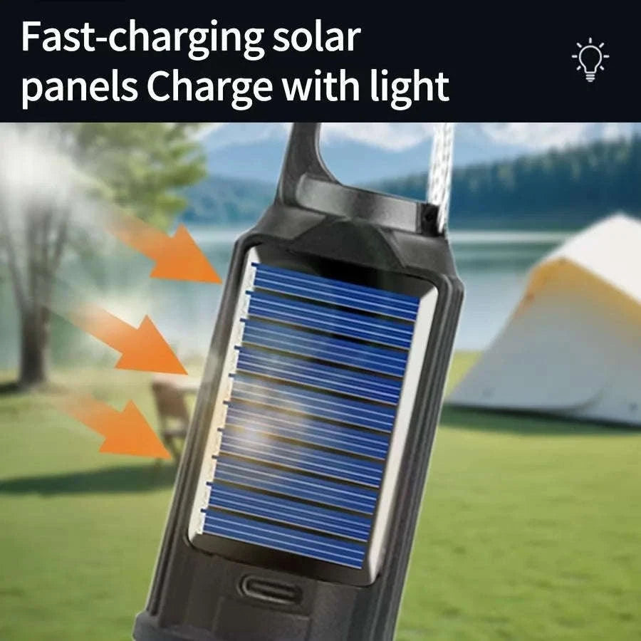 Solar Camping Lantern with Hook, 3 Light Modes, USB-C Rechargeable-United States