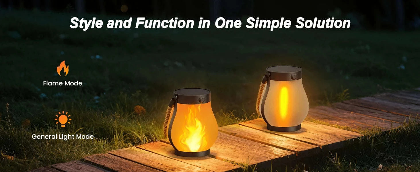 Solar Flame Rope Lantern Type-C Fast Charging Waterproof Hanging Lamp-1Pc