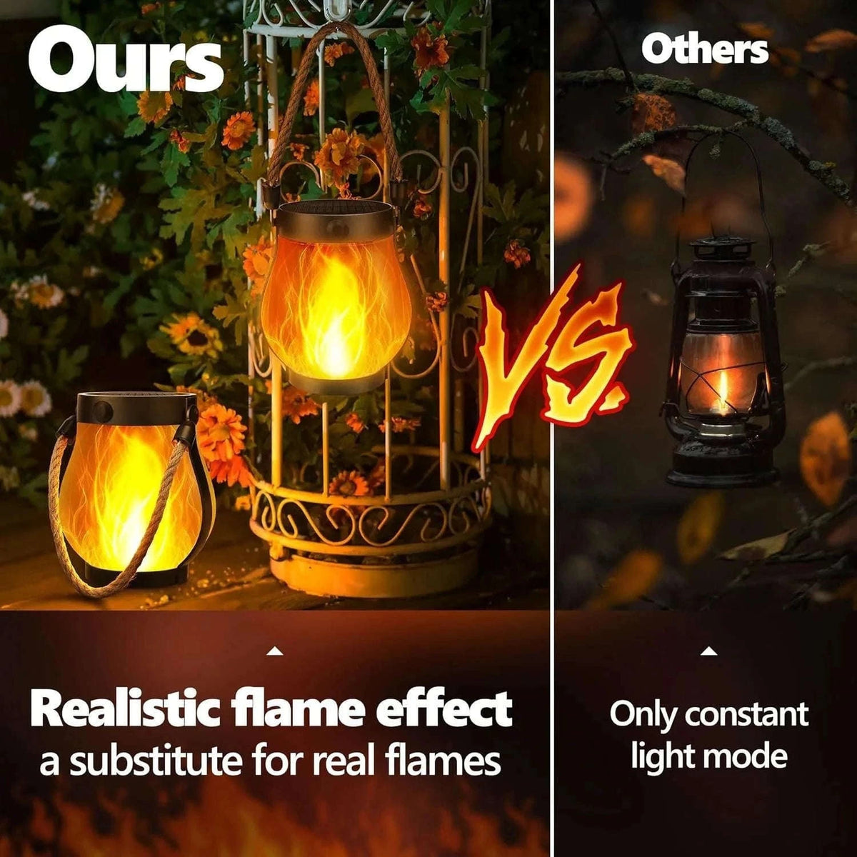Solar Flame Rope Lantern Type-C Fast Charging Waterproof Hanging Lamp-1Pc