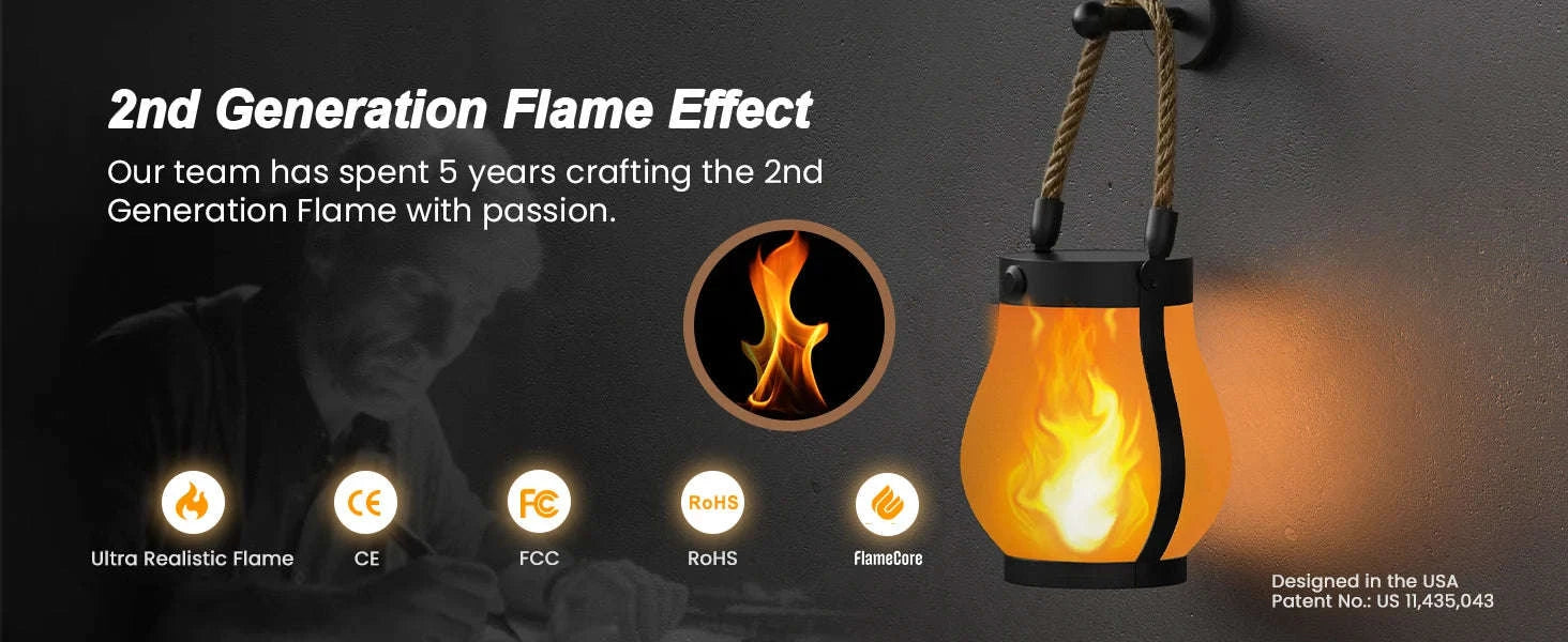 Solar Flame Rope Lantern Type-C Fast Charging Waterproof Hanging Lamp-1Pc
