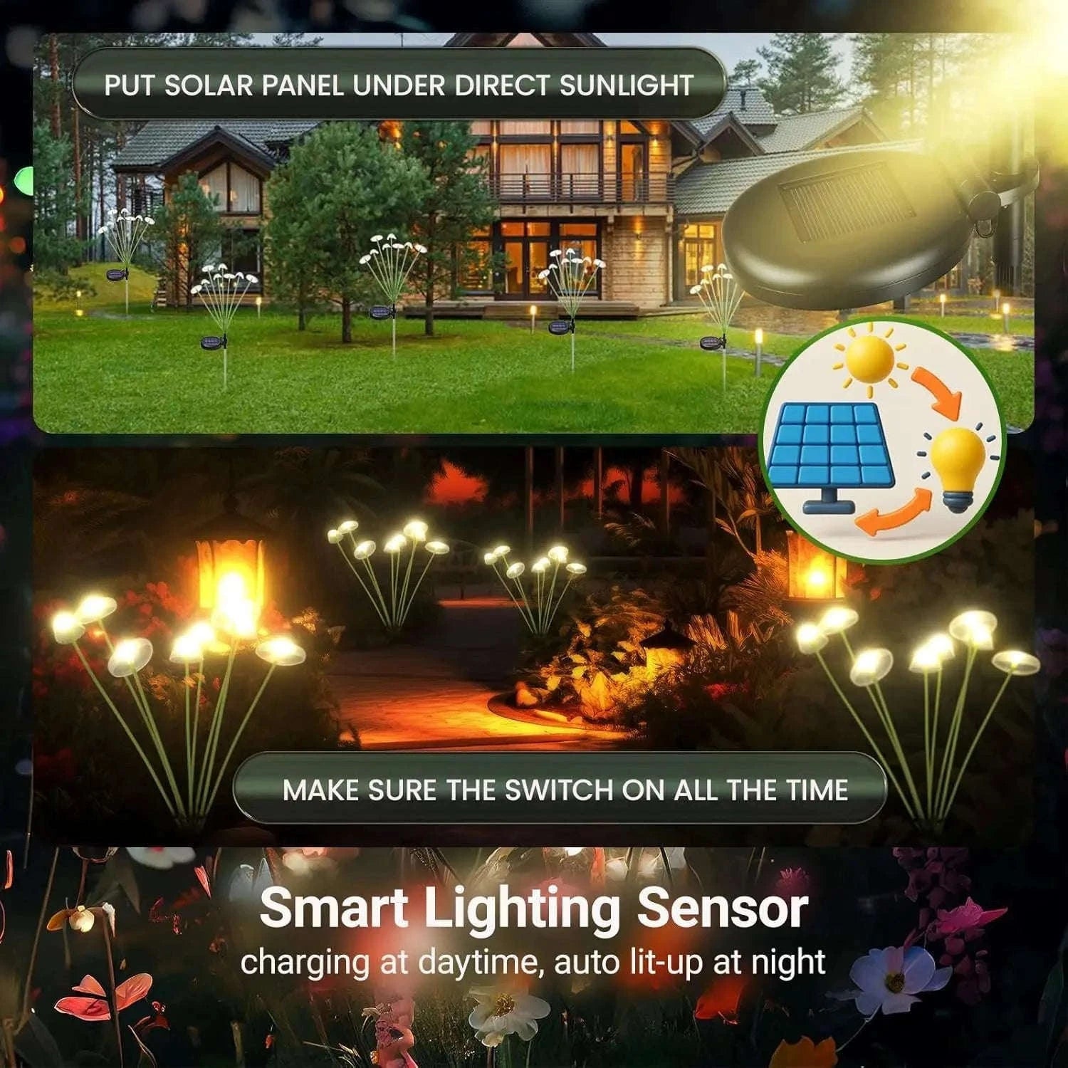 Solar Garden Lights Dual Mode LED Mushroom Yard Decor-1pcs / RGB / China Mainland