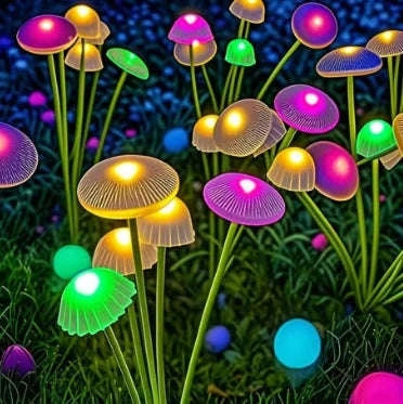 Solar Garden Lights Dual Mode LED Solar Mushroom Lights Waterproof Decor Yard Patio Pathway Jellyfish for Garden Ambiance-1pcs / RGB / China Mainland