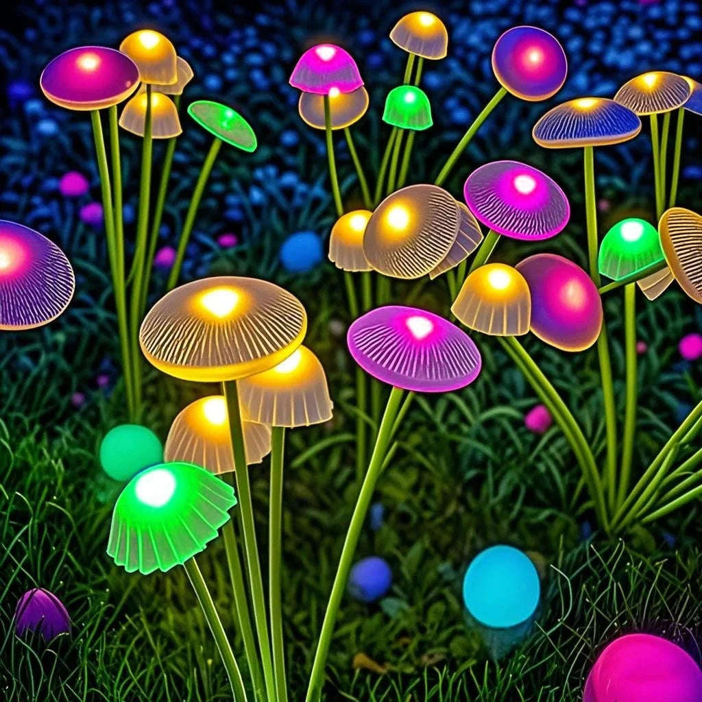 Solar Garden Lights Dual Mode LED Solar Mushroom Lights Waterproof Decor Yard Patio Pathway Jellyfish for Garden Ambiance-1pcs / RGB / China Mainland