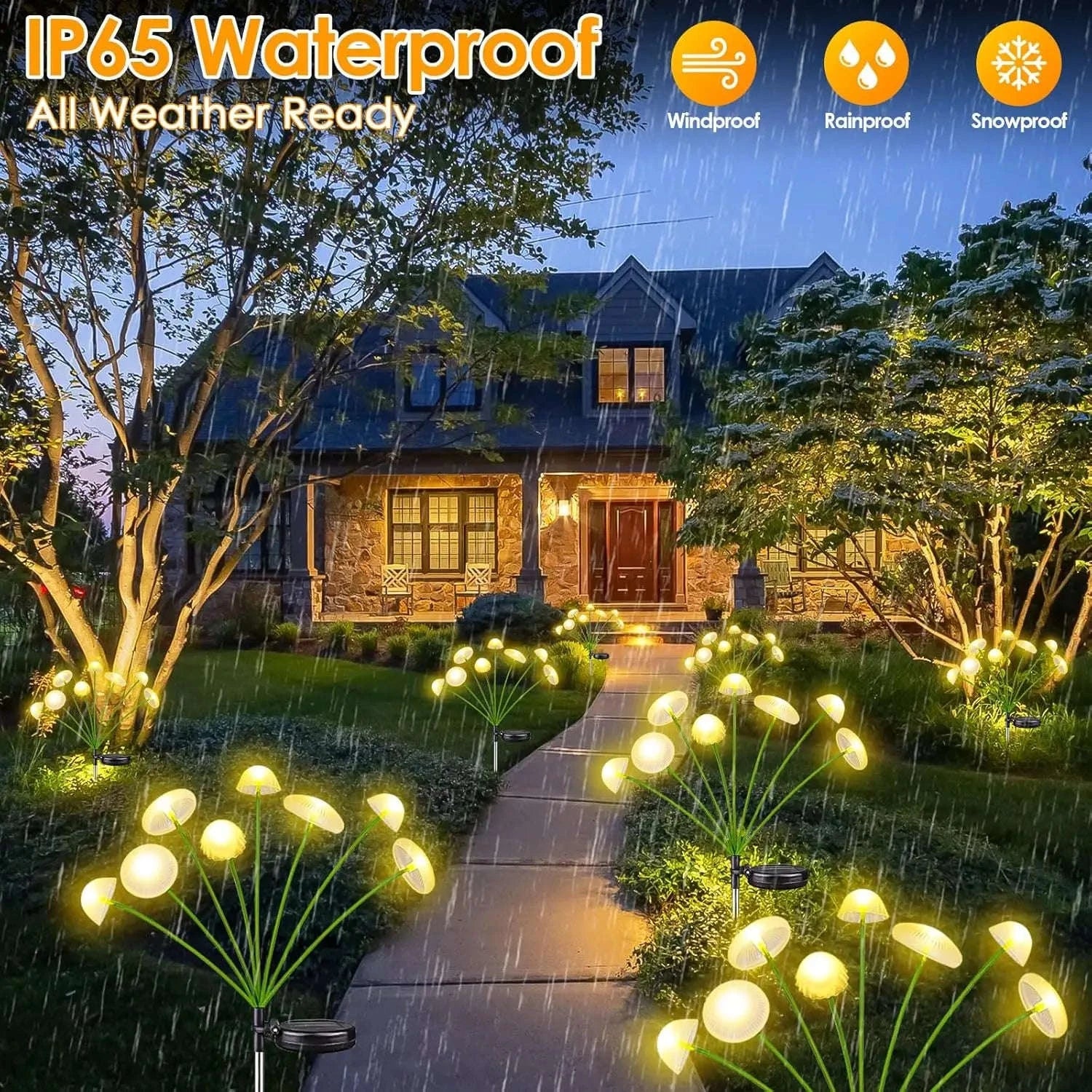 Solar Garden Lights Dual Mode LED Solar Mushroom Lights Waterproof Decor Yard Patio Pathway Jellyfish for Garden Ambiance-1pcs / RGB / China Mainland