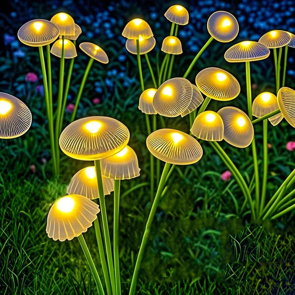 Solar Garden Lights Dual Mode LED Solar Mushroom Lights Waterproof Decor Yard Patio Pathway Jellyfish for Garden Ambiance-1pcs / RGB / China Mainland