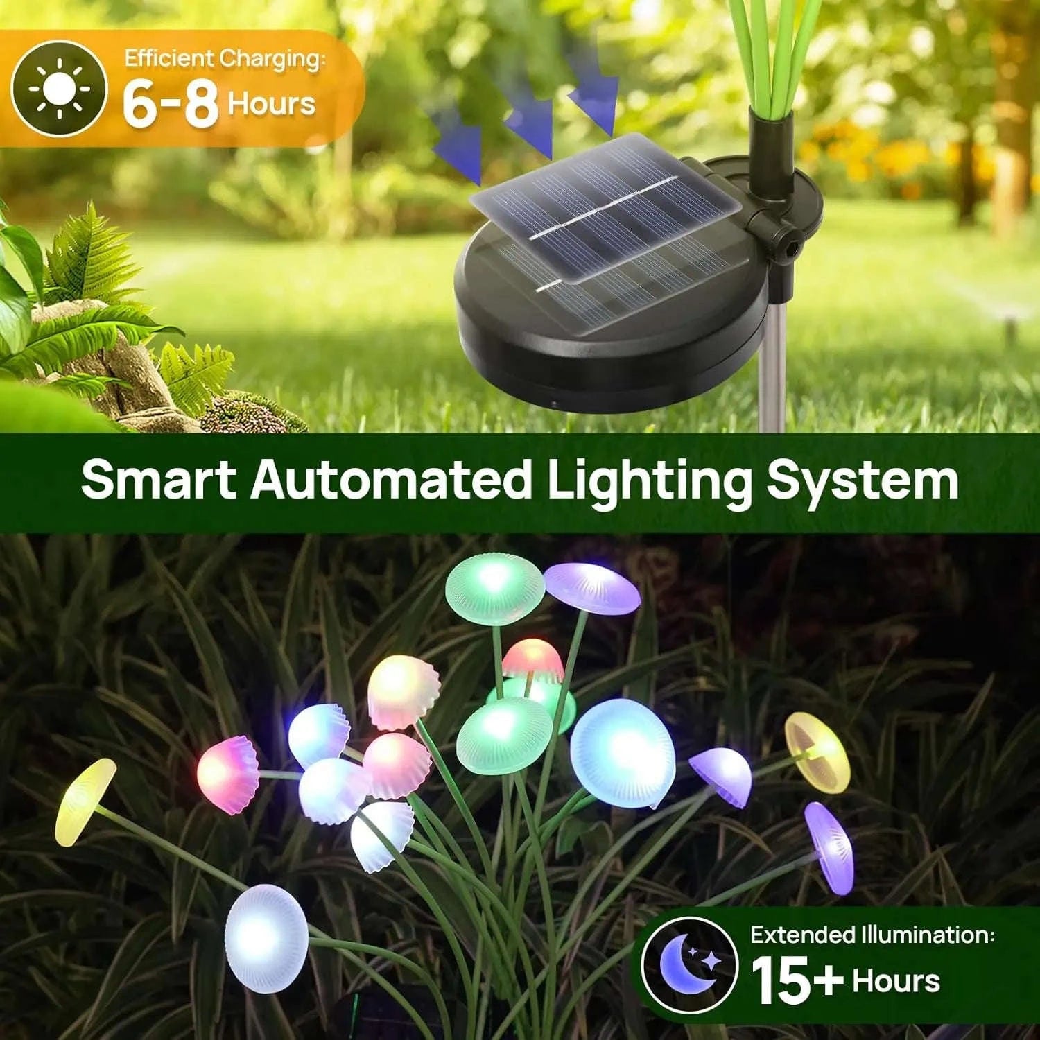 Solar Garden Lights Dual Mode LED Solar Mushroom Lights Waterproof Decor Yard Patio Pathway Jellyfish for Garden Ambiance-1pcs / RGB / China Mainland