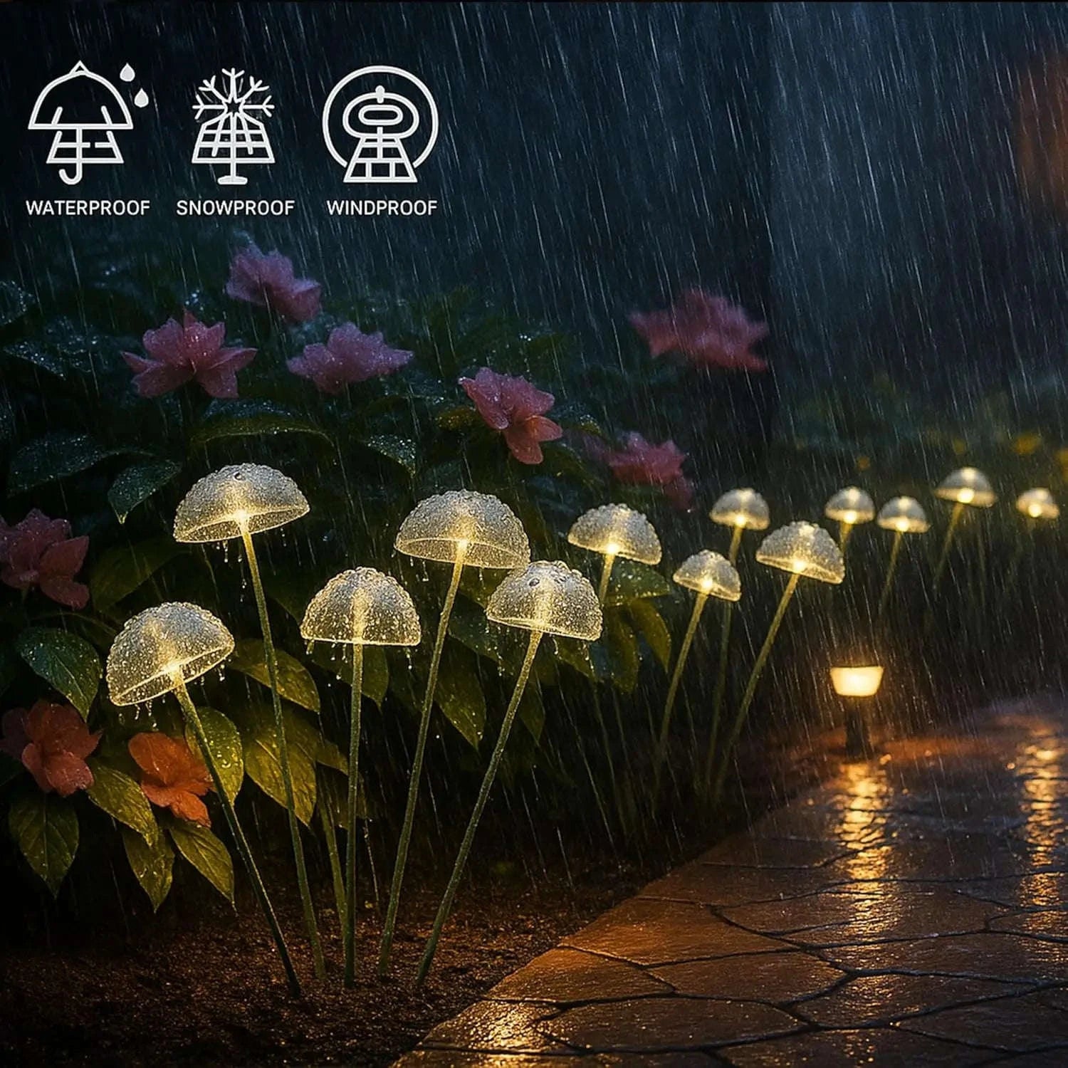 Solar Garden Lights Dual Mode LED Solar Mushroom Lights Waterproof Decor Yard Patio Pathway Jellyfish for Garden Ambiance-1pcs / RGB / China Mainland