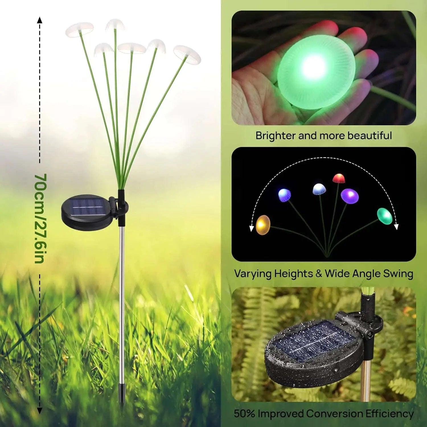 Solar Garden Lights Dual Mode LED Solar Mushroom Lights Waterproof Decor Yard Patio Pathway Jellyfish for Garden Ambiance-1pcs / RGB / China Mainland