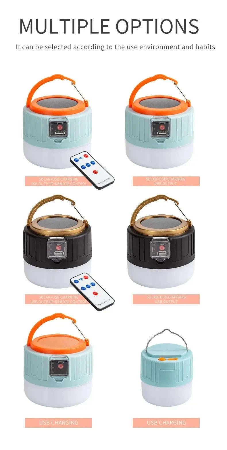 Solar LED Camping Lantern USB Rechargeable with Remote-W508Blue Remote