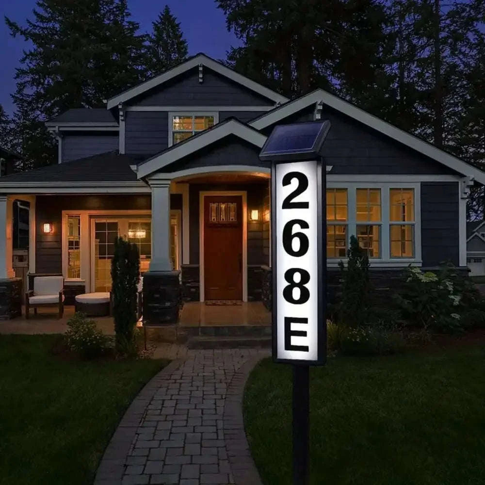 Solar LED House Number Sign with Auto Night Light & Dual Color-Solar address light / 6-10W / United States