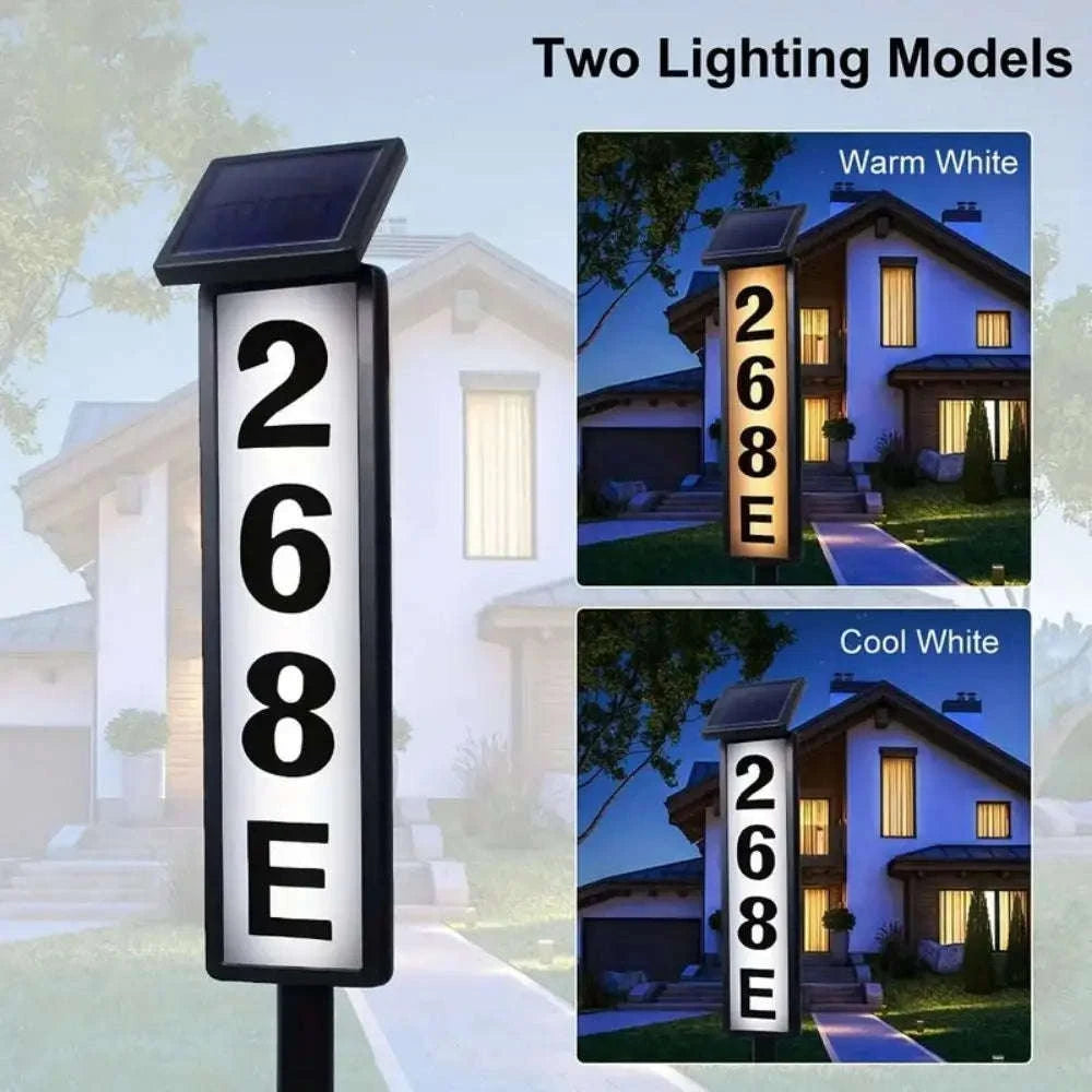 Solar LED House Number Sign with Auto Night Light & Dual Color-Solar address light / 6-10W / United States