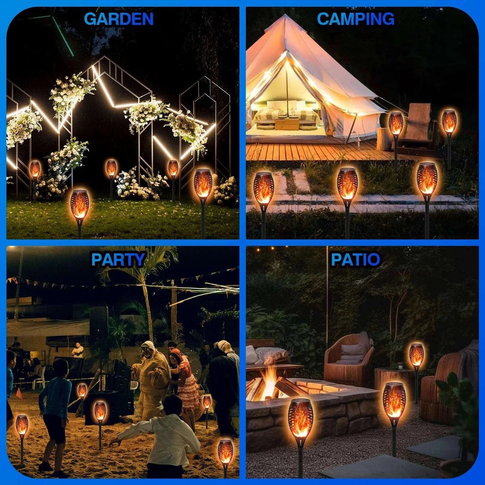 Solar Lights Outdoor LED Torch Lights with Flickering Flame-12Pack / United States