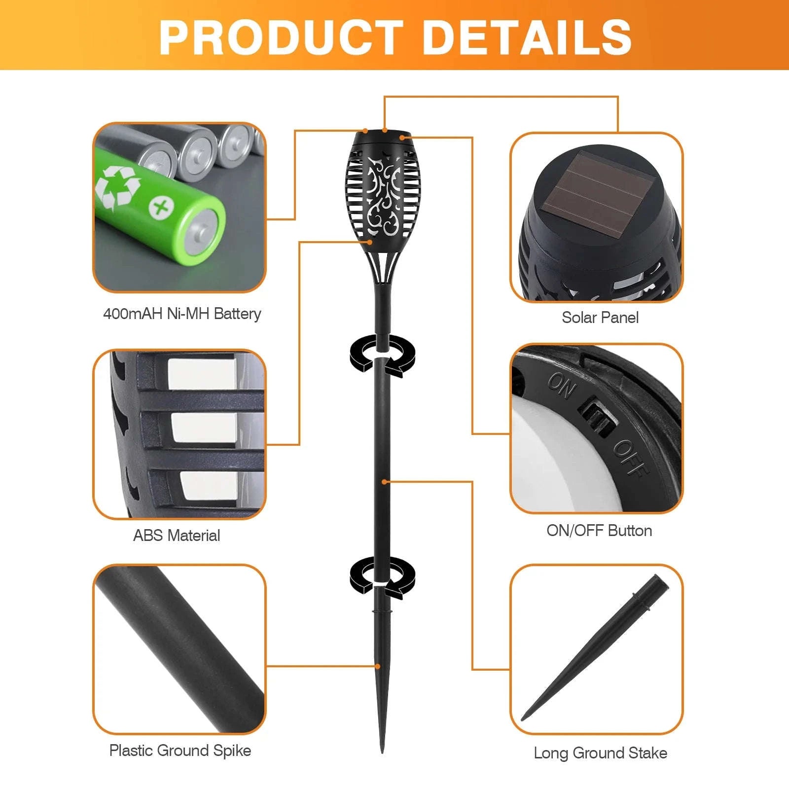 Solar Lights Outdoor LED Torch Lights with Flickering Flame-12Pack / United States