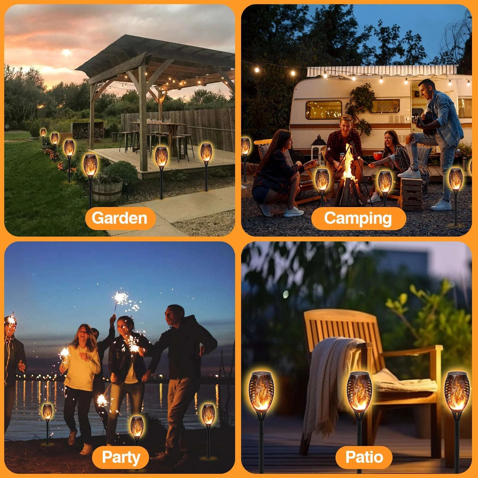 Solar Lights Outdoor LED Torch Lights with Flickering Flame-12Pack / United States