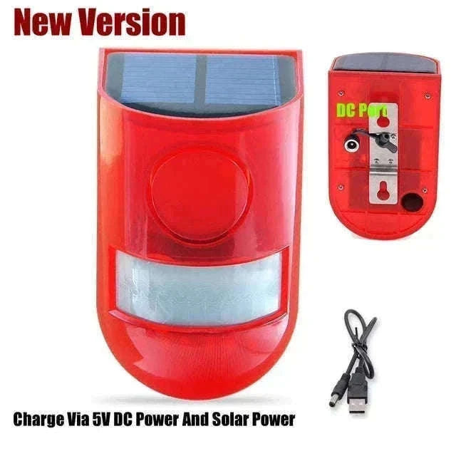 Solar Motion Sensor Alarm with 110dB Siren and Strobe Light-Orange