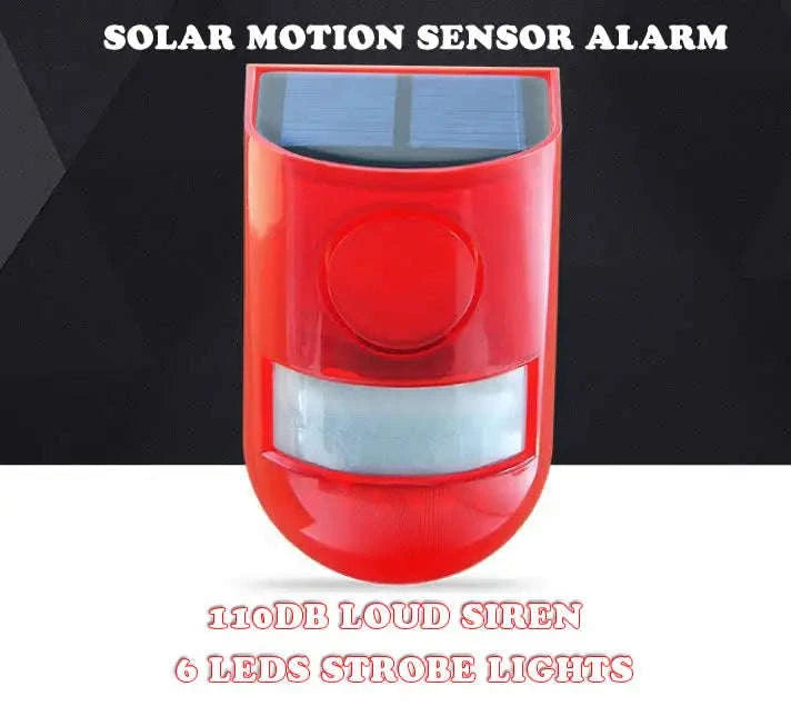 Solar Motion Sensor Alarm with 110dB Siren and Strobe Light-Orange
