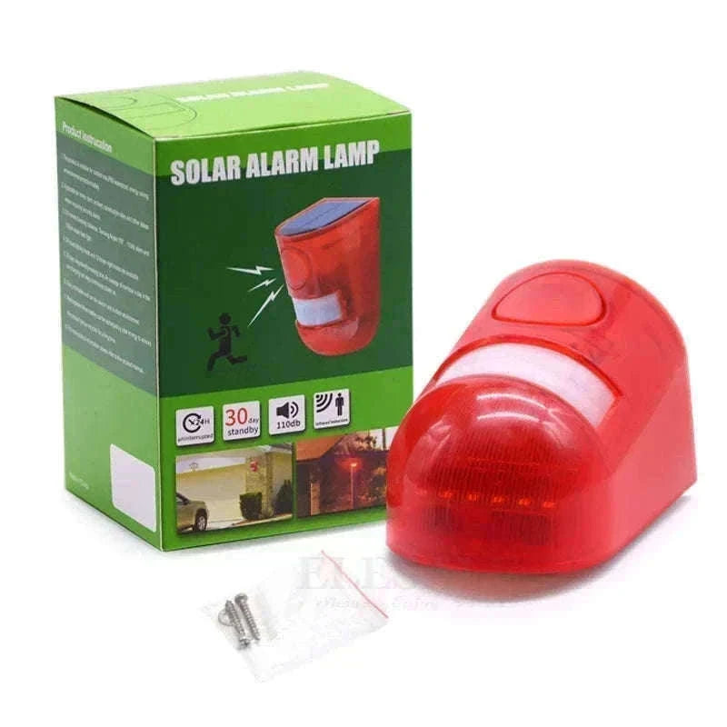 Solar Motion Sensor Alarm with 110dB Siren and Strobe Light-Orange