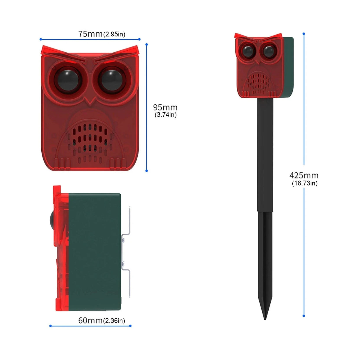 Solar Motion Sensor Alarm with Dog Barking & Gunshot Sounds-Red