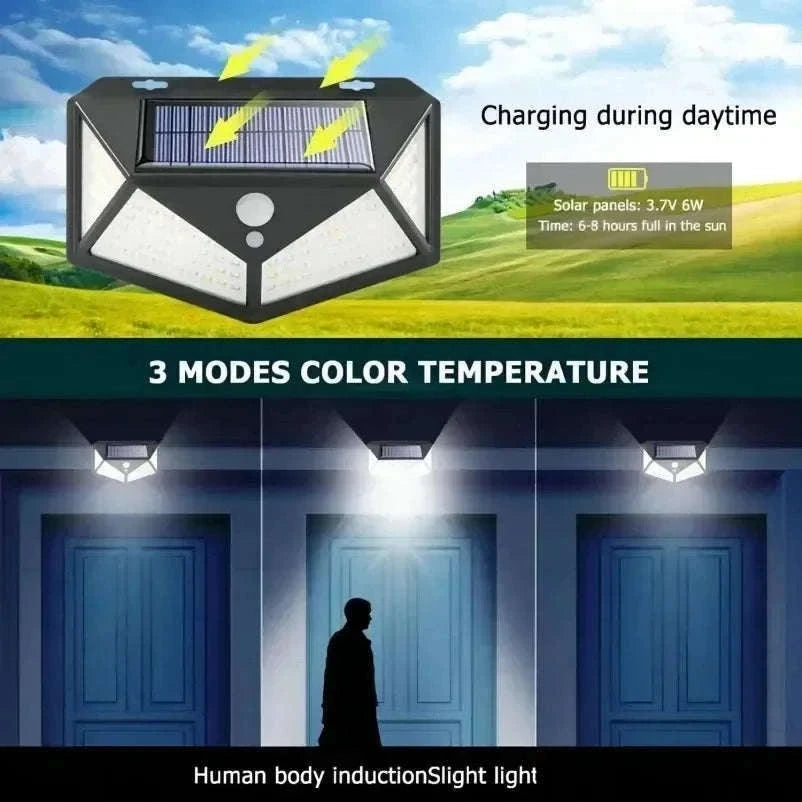 Solar Motion Sensor Lamp for Outdoor Spaces-100 LED
