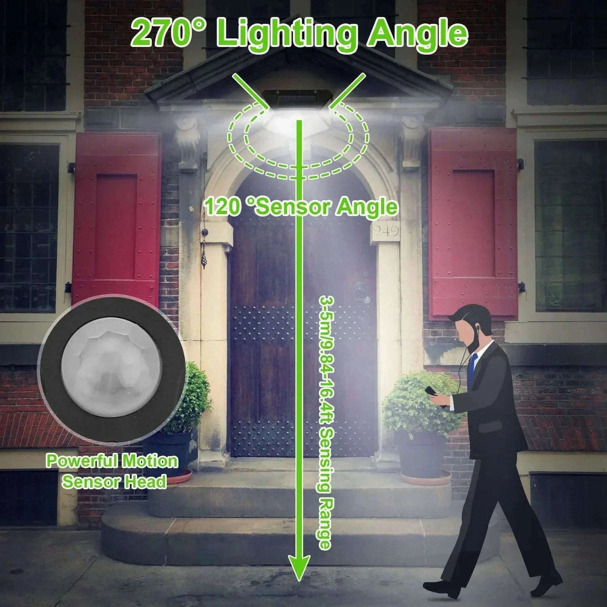 Solar Motion Sensor Lamp for Outdoor Spaces-100 LED