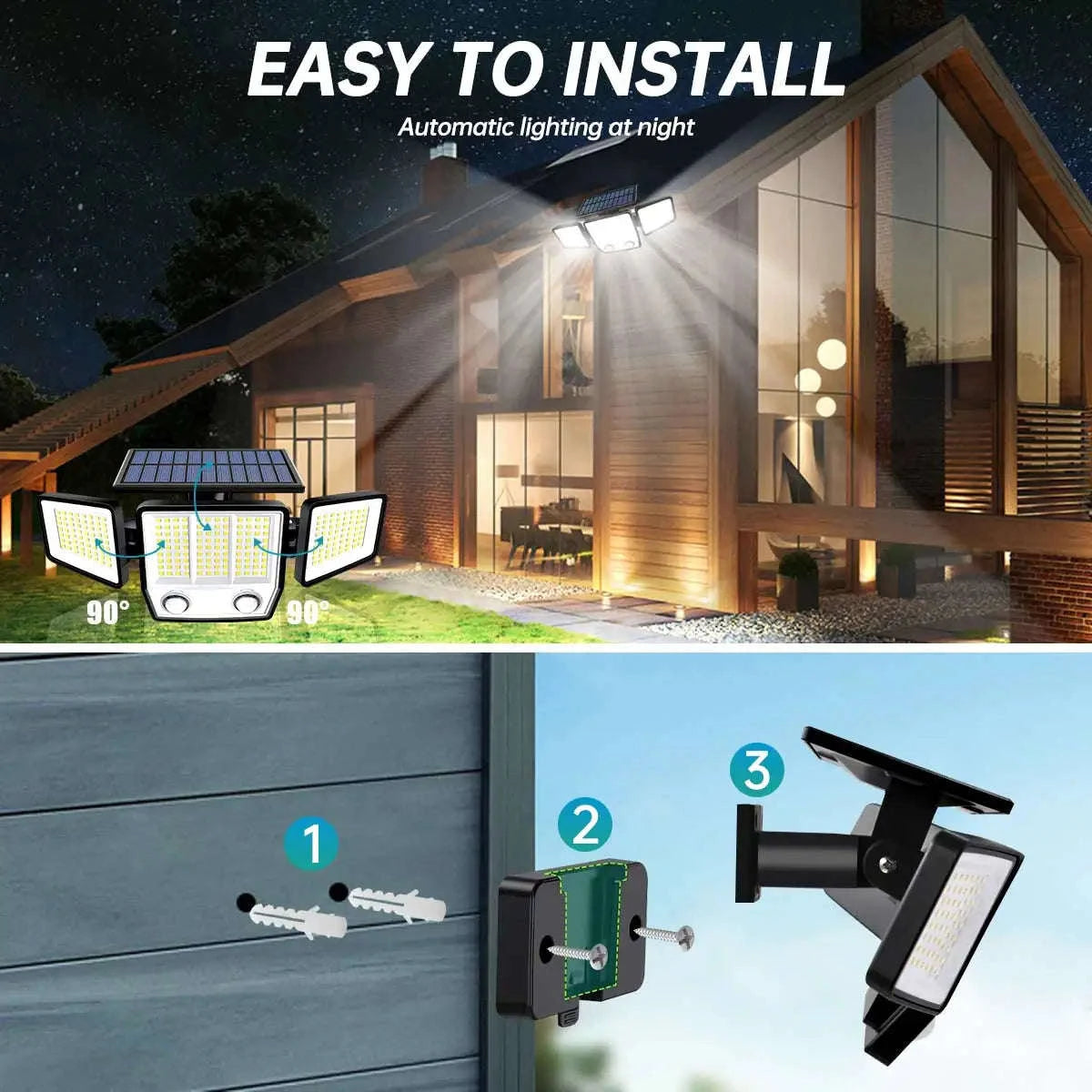Solar Motion Sensor Light with Adjustable Heads and Wide Coverage-1pcs Style1