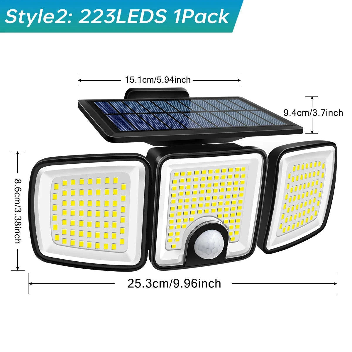 Solar Motion Sensor Light with Adjustable Heads and Wide Coverage-1pcs Style1