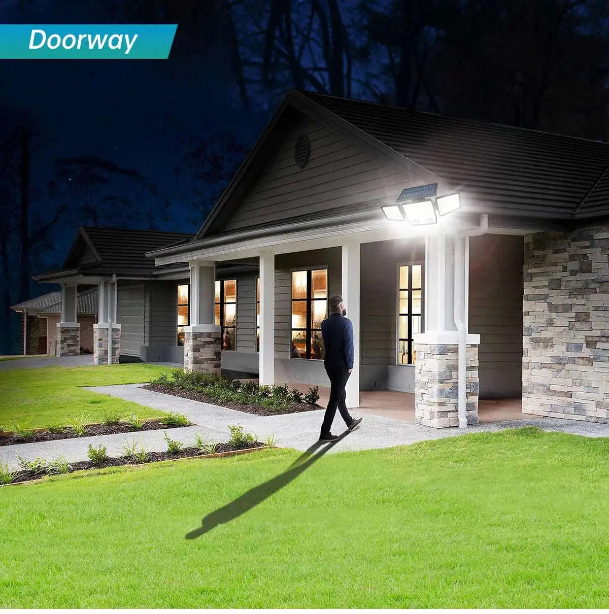 Solar Motion Sensor Light with Adjustable Heads and Wide Coverage-1pcs Style1