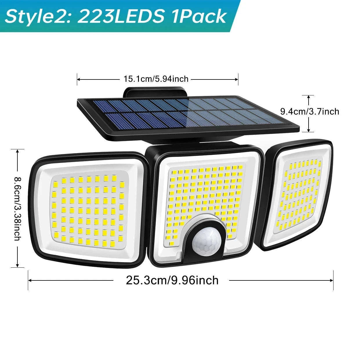 Solar Motion Sensor Light with Adjustable Heads and Wide Coverage-1pcs Style2
