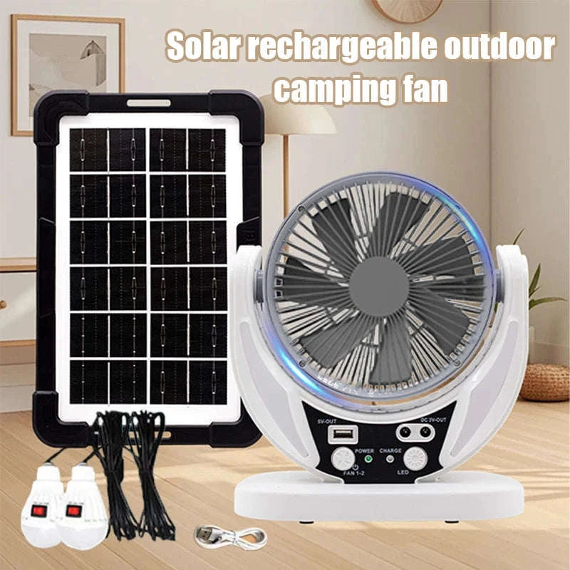 Solar Multifunction Fan with LED Light & USB Phone Charging-1pcs / United States